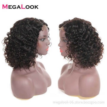 Cheap Women Jerry Curl  Wave Cut Cuticle Aligned Short Human Hair Lace Front Wig For Black Women